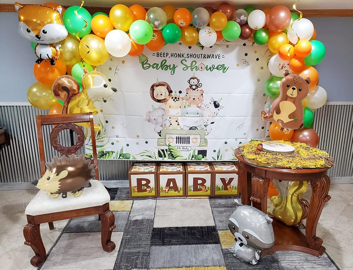 8 PCS Woodland Animal Balloons Forest Animals Foil Mylar Balloon for Woodland Themed Baby