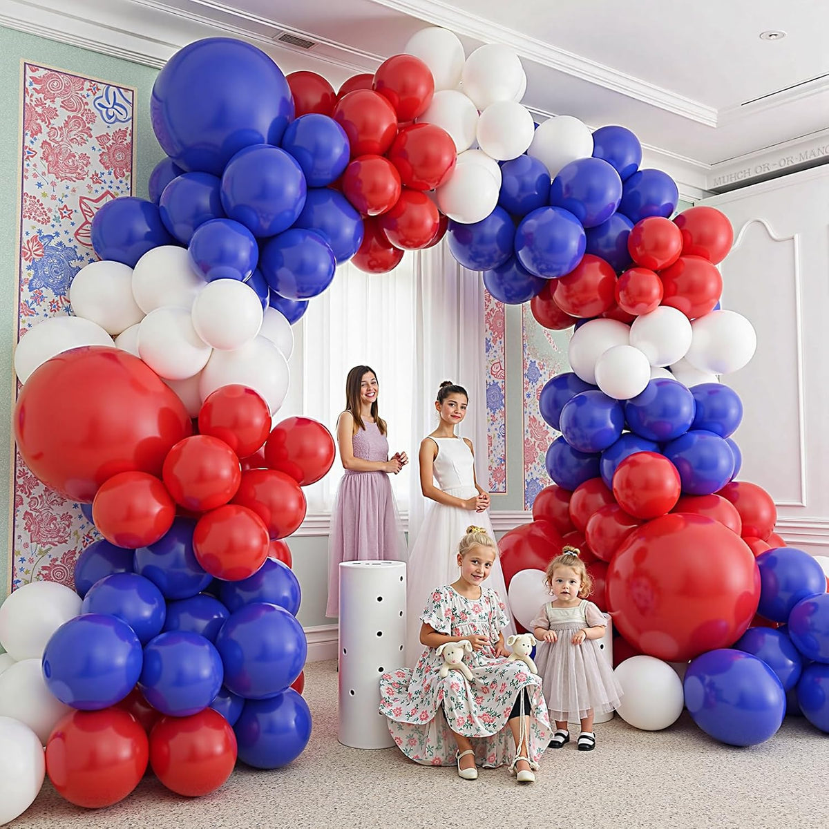412Pcs Red White and Blue Balloons Garland Arch Kit, 5 10 12 18 inch Red White Blue Balloons for