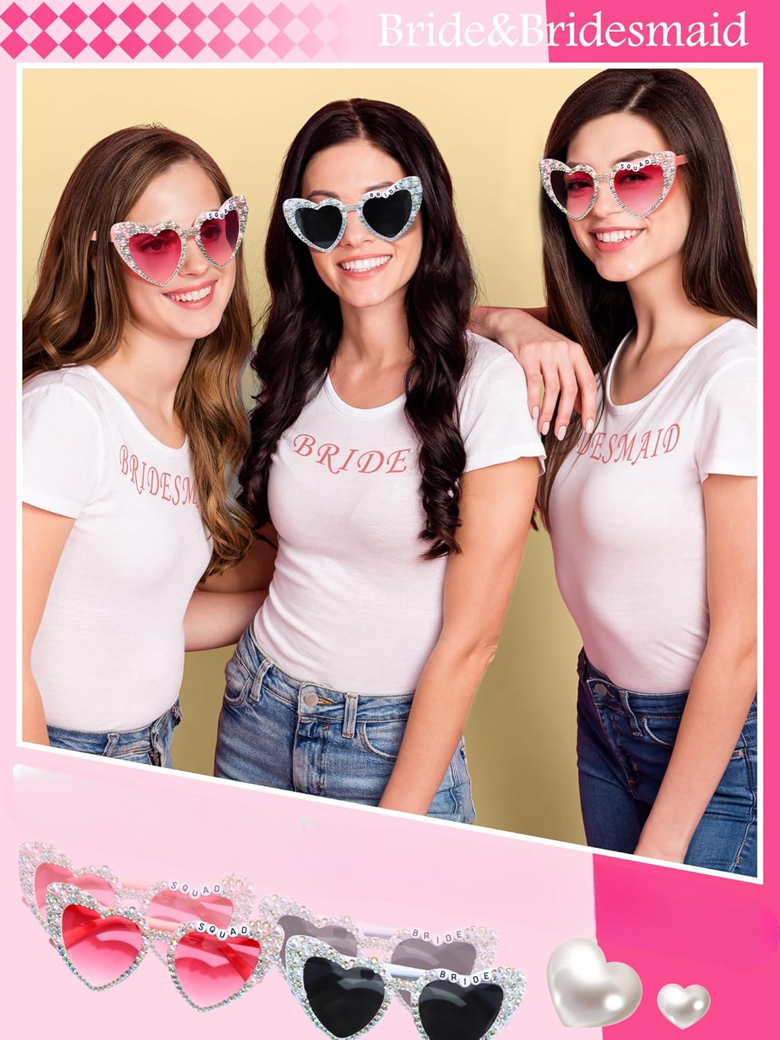 6 Pcs Bride Sunglasses Bachelorette Sunglasses Party Favors for Bridesmaids for Wedding Party Bride