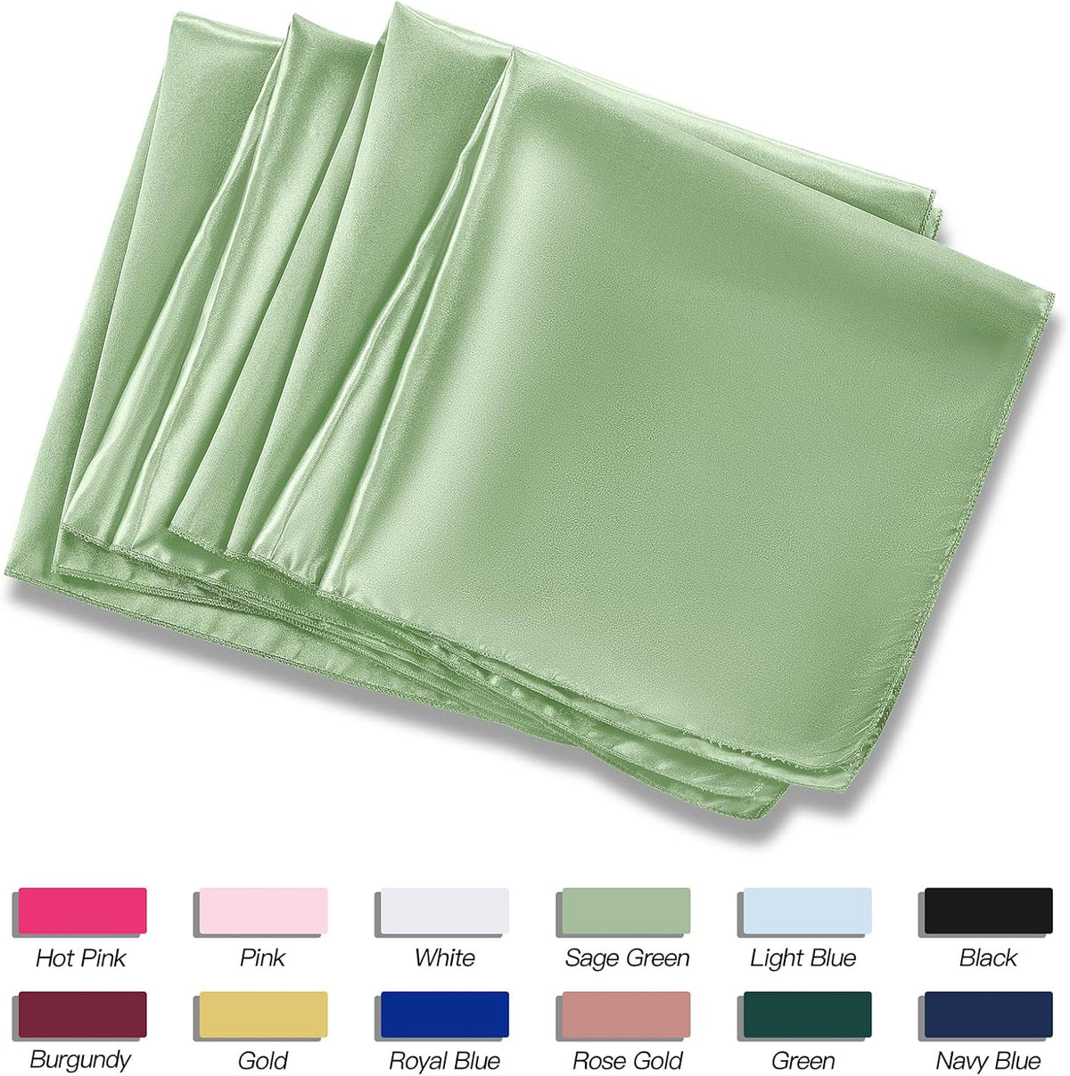 P Pothuiny 24 Pcs Silky Sage Green Satin Napkins 17 x 17 Inches, Square Smooth Wedding Dinner