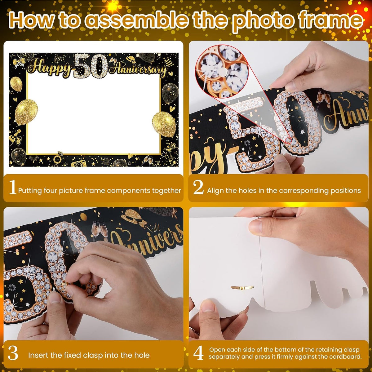 50th Wedding Anniversary Decorations Black Gold 50th Wedding Anniversary Party Photo Booth Props