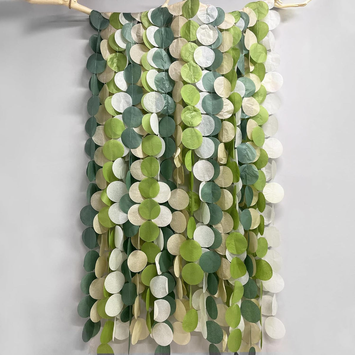 205 Ft Sage Green Party Decorations Oilve Green and Beige Circle Dot Backdrop Garland Tissue Paper