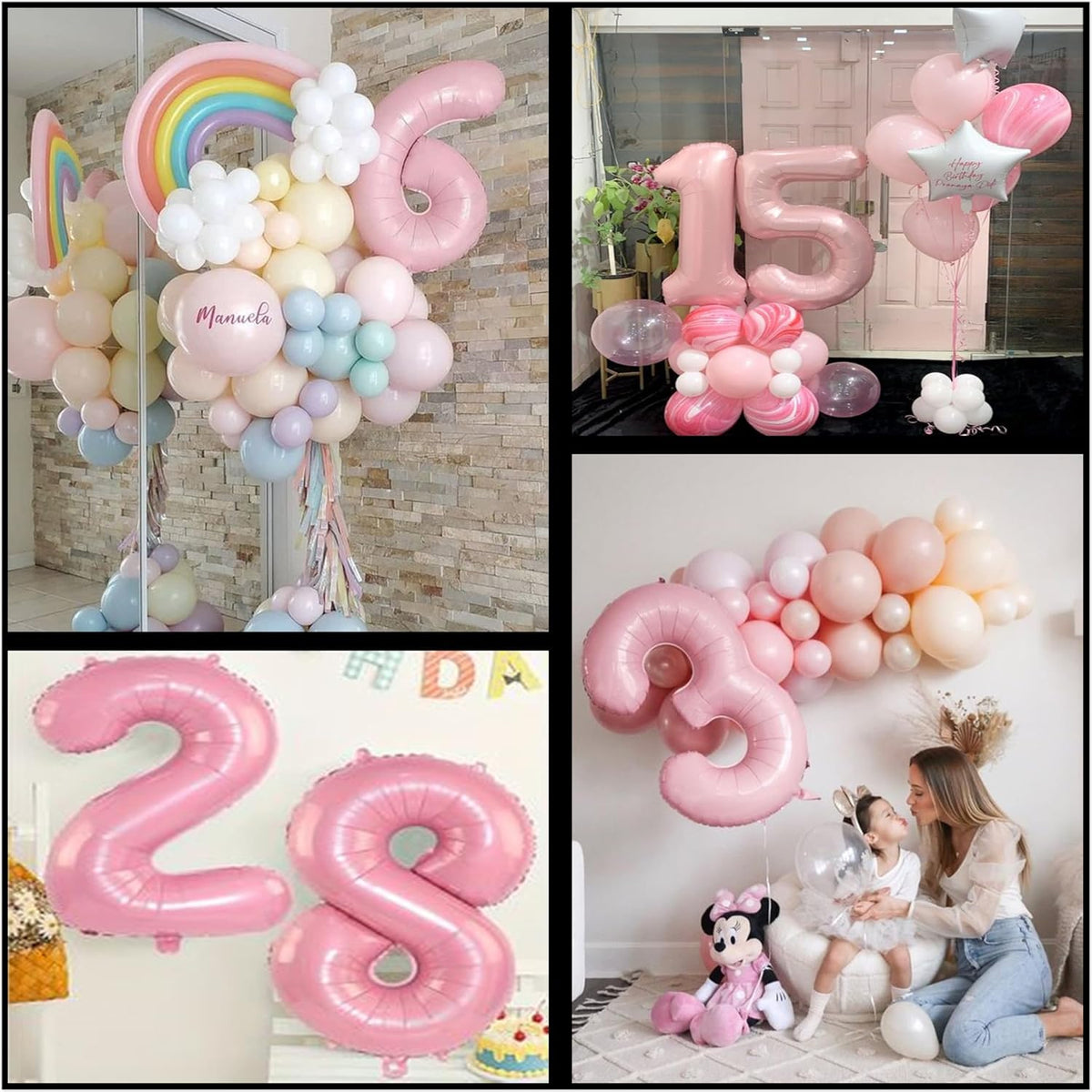 Light Pink 0 Number 40 Inch Large Balloon 0 Numbers Big Foil Helium Number Balloons 0-9 Jumbo Happy