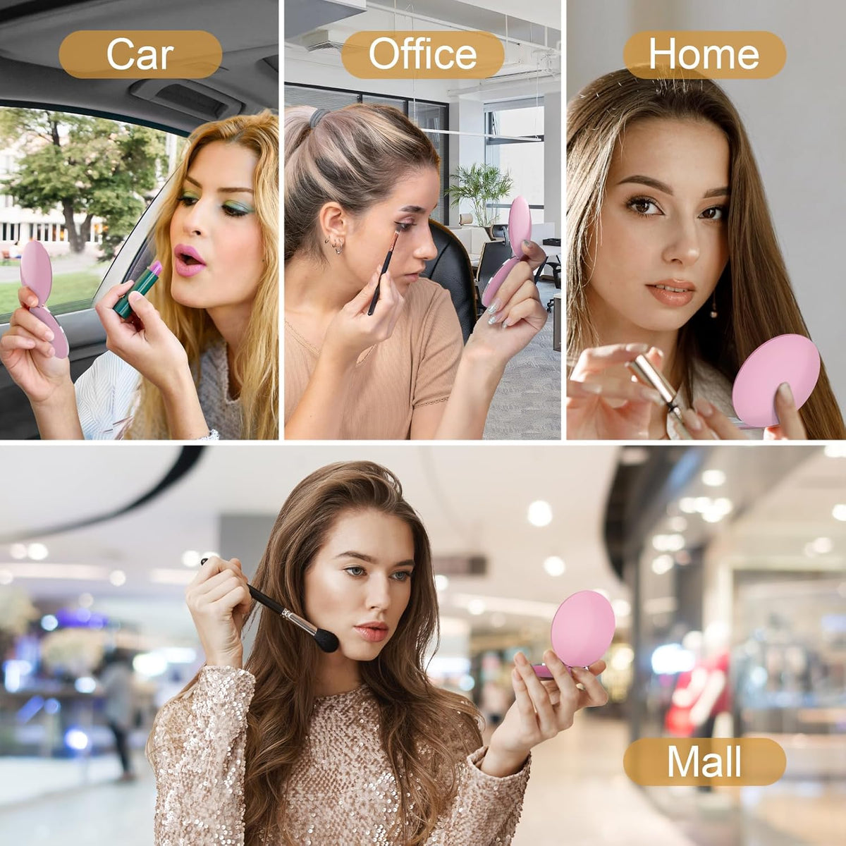 Compact Mirror with Light, 1X/3X Magnification LED Pocket Mirror with USB Data Cable,Mini Mirror