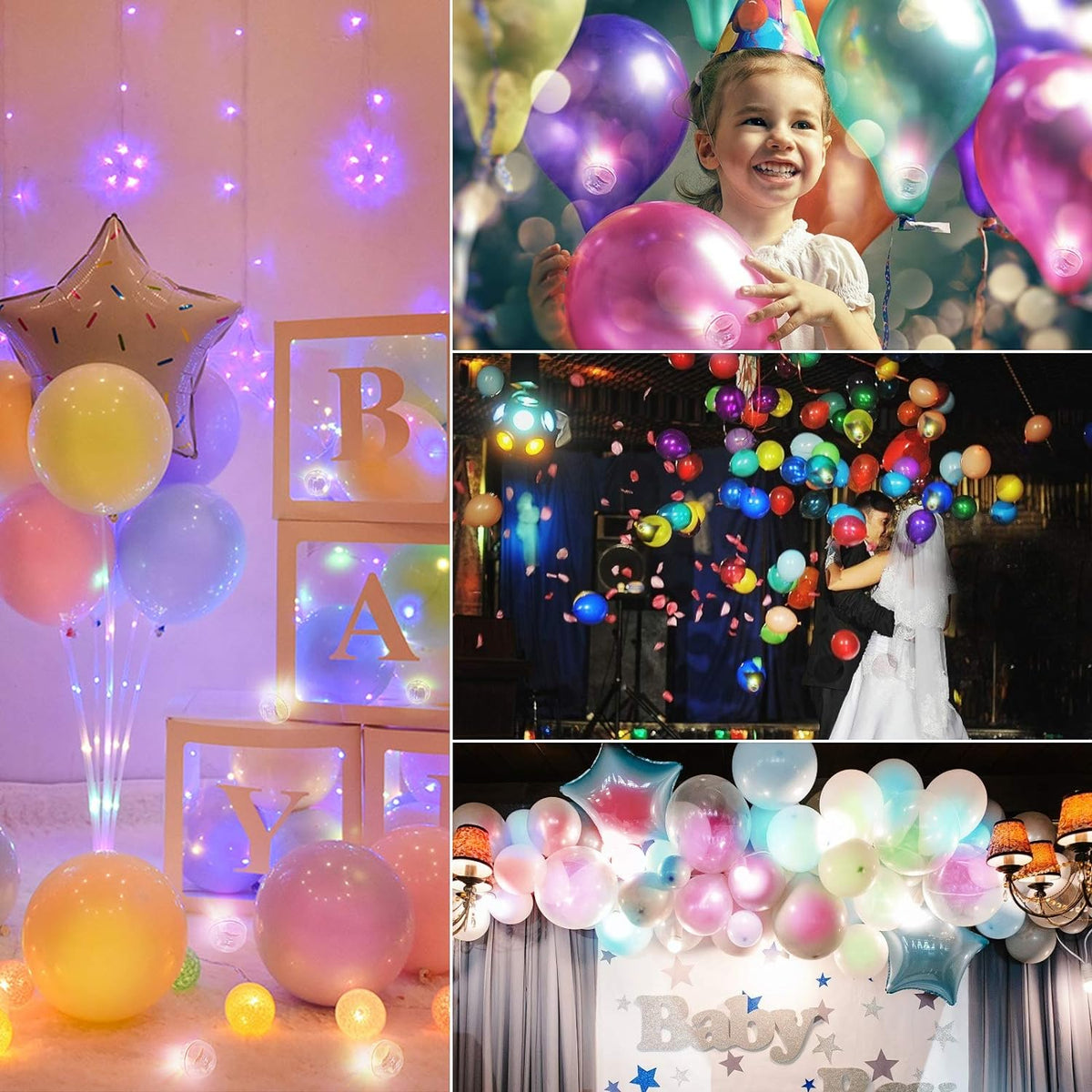 100pcs Multicolor LED Balloon Lights, Rainbow Colored Round Led Flash Mini Ball Lights for Paper