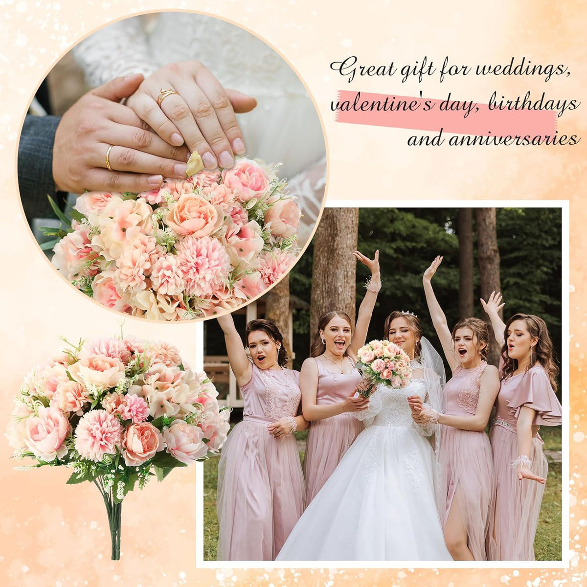 Tigeen Artificial Flowers Artificial Peonies Silk Flowers Faux Peony Fake Peony Silk Hydrangea