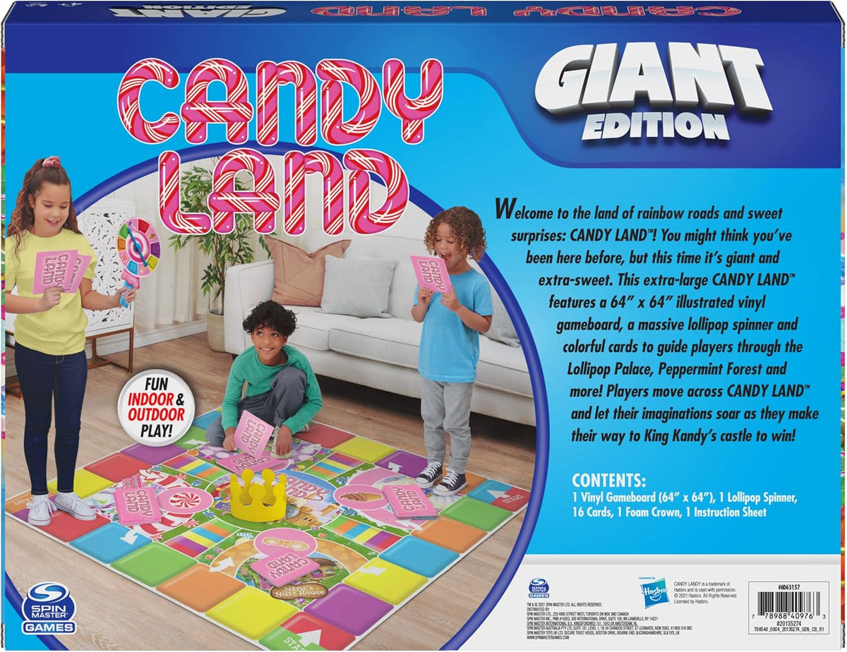 Spin Master Games, Candy Land Giant Edition, Preschool Game for Indoor & Outdoor Fun with Big