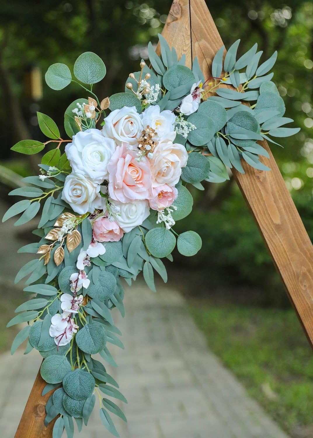 Artificial Blush Pink Wedding Arch Flower Swags Set of 2 for Welcome Signs and Ceremony