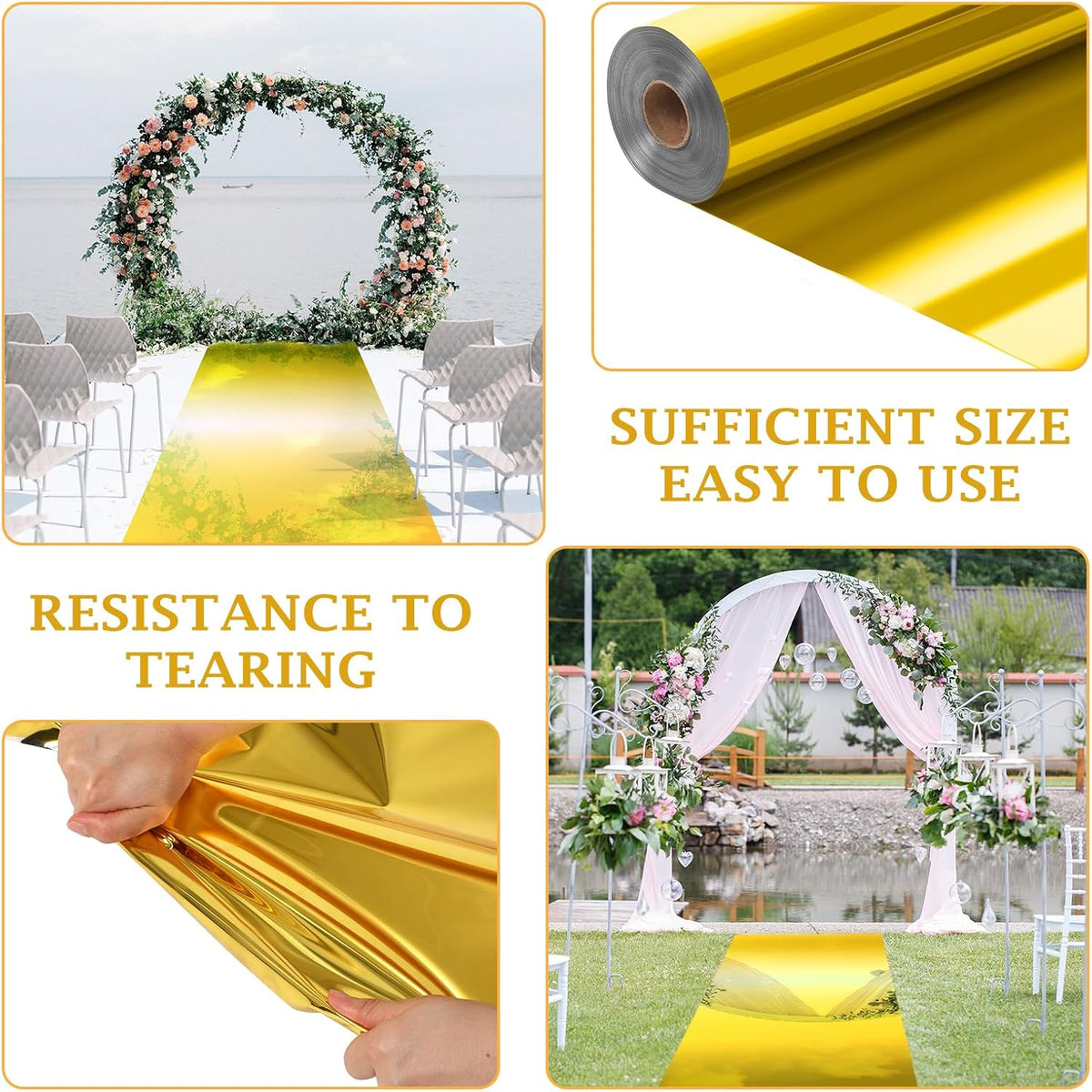 3.3 x 98.4 ft Mirror Rug Aisle Runner for Wedding Ceremony Double Sided Reflective Carpet Aisle