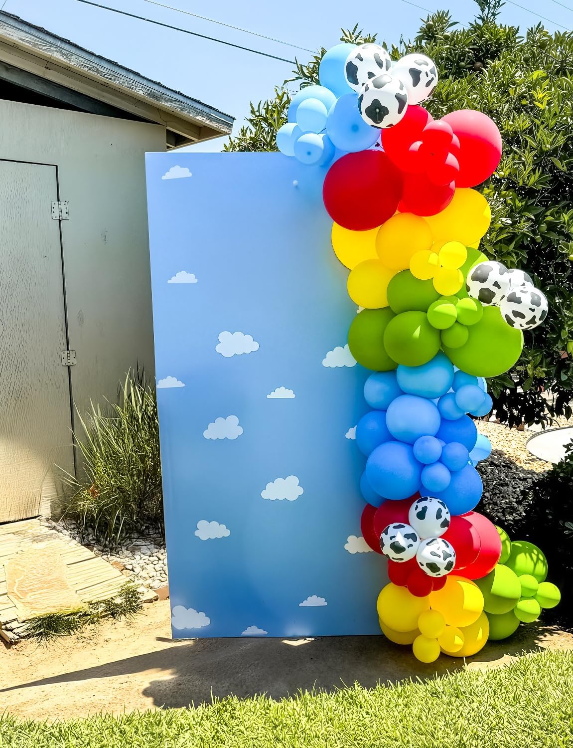 Red Yellow Blue Balloons 12 Inch Red Yellow and Blue Balloons with Sky Blue, Lime Green, Cloud Cow