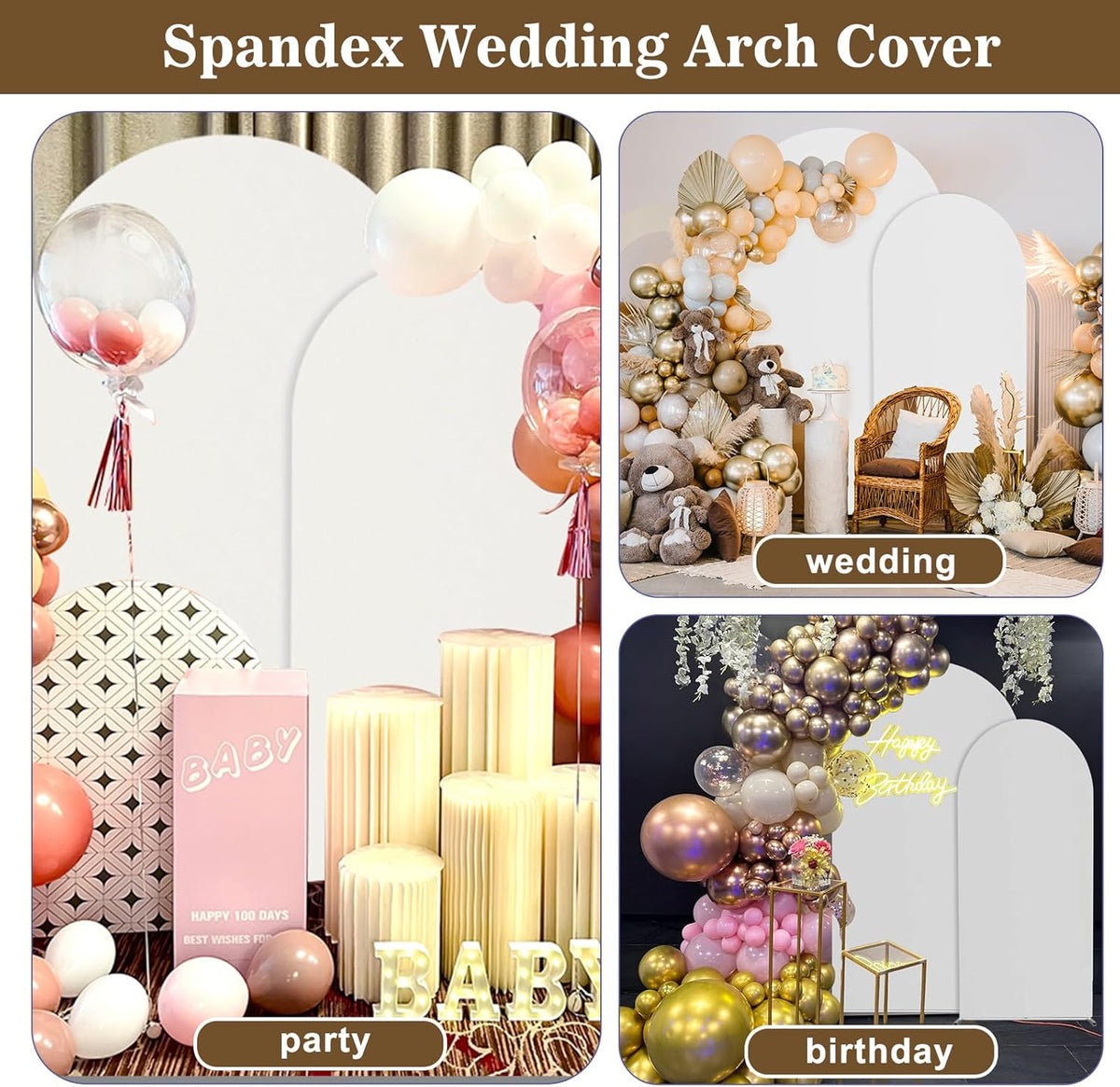 Wedding Arch Backdrop Stand and Cover Set(7.3FT,6FT) Set of 2,Metal Balloon Arch Stand Frame for