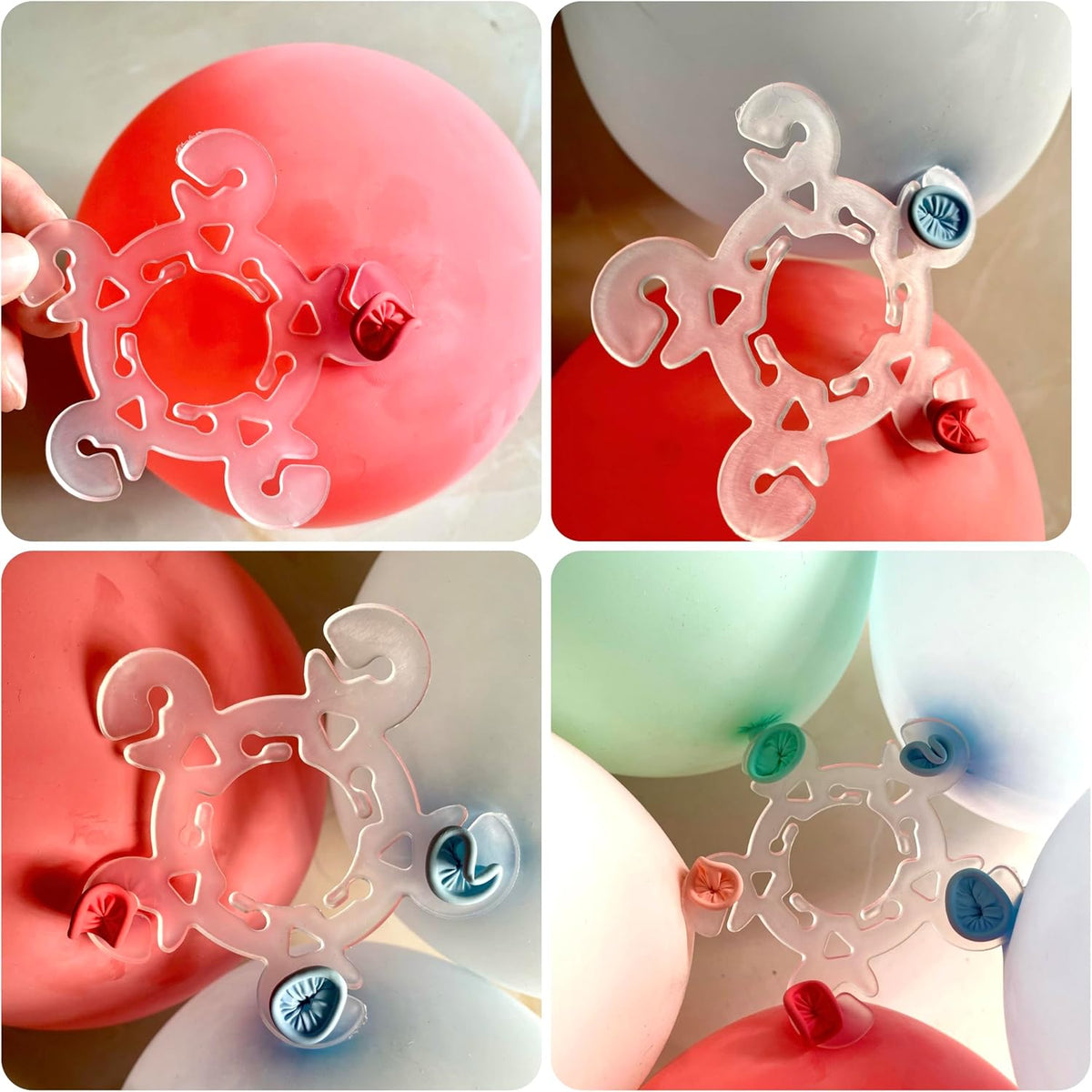 80 Balloon Clips and 100 Dots Glue Points and a Tie, Connector, for wedding, parties, etc. Arch tool