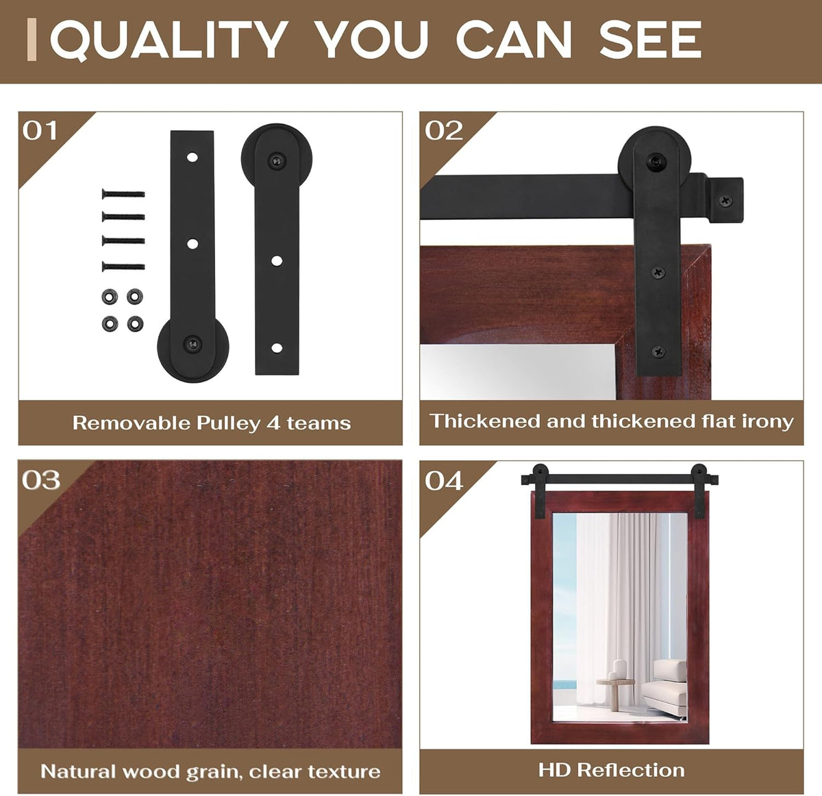 COGOOD Farmhouse Barn Door Mirror - 21 x 30 Rustic Wood Framed Wall Mirror for Bathroom, Living