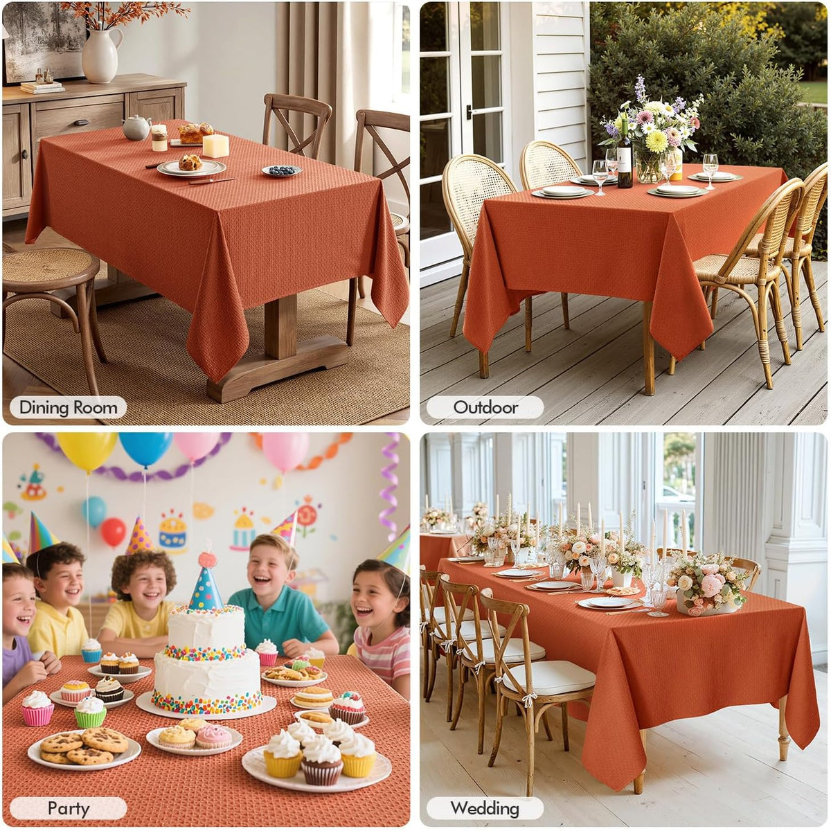 MIULEE Fall Tablecloth Burnt Orange Linen Cottton Table Cloth Rectangle Waterproof Spillproof