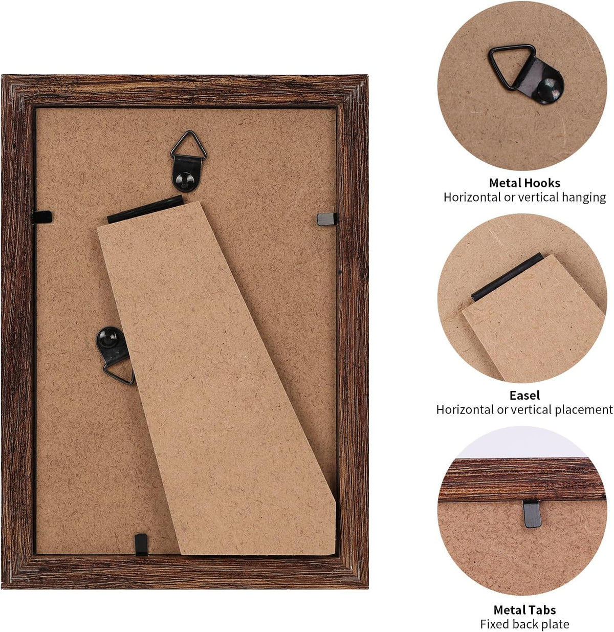 PETAFLOP Wooden Bulk 4x6 Picture Frame Set of 18, Rustic Brown Photo Frames Fits 4 by 6 for Wall or