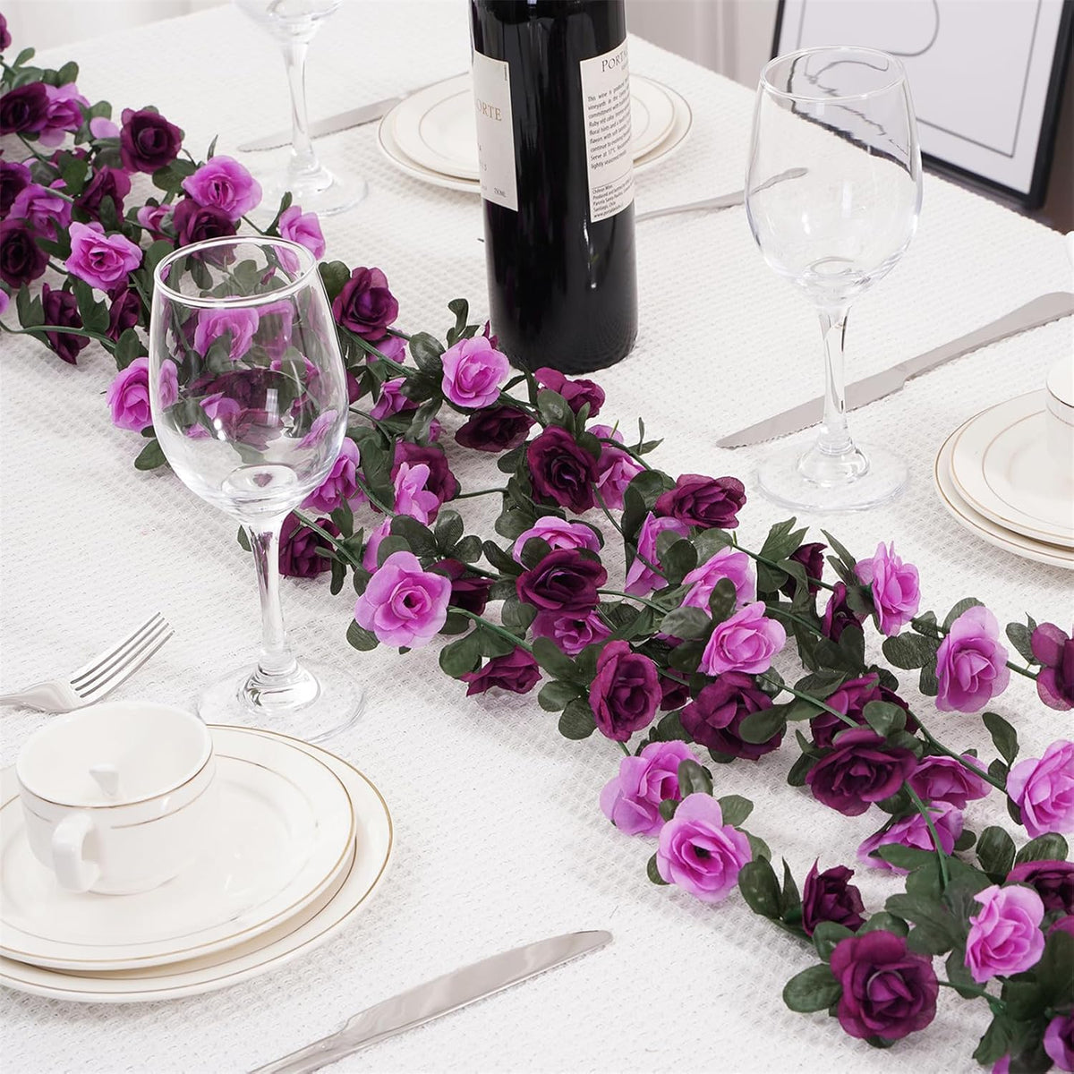 10 Pcs 82FT Flower Garland, Artificial Rose Garland Flowers Plants Fake Flower Hanging Rose Ivy