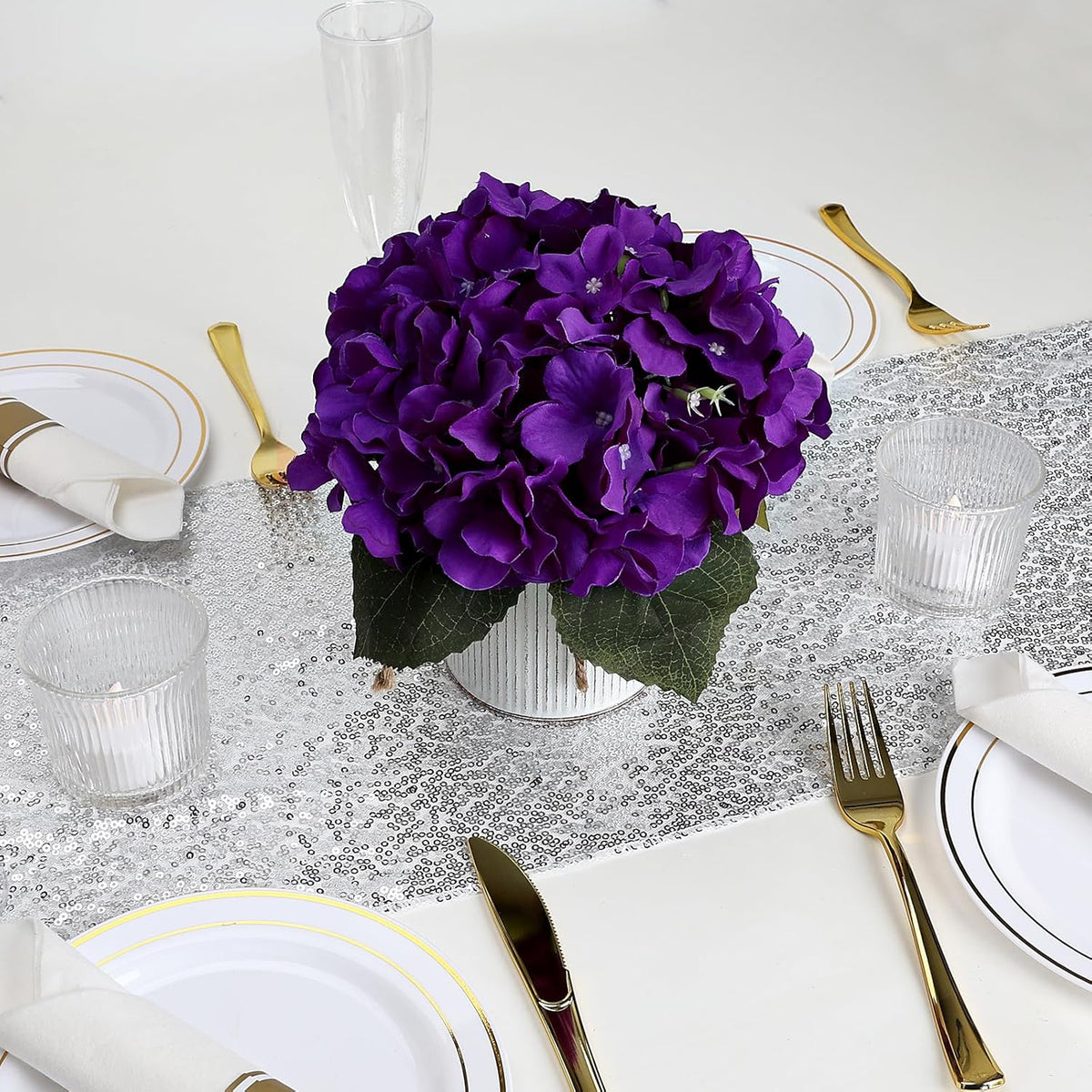 Flower Table Centerpieces - Set of 6 Floral Arrangement Artificial Wedding Hydrangeas Floral