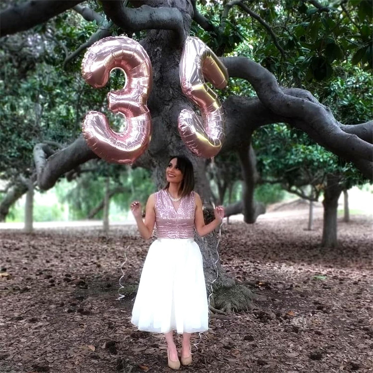 40 Inch Rose Gold Large Numbers Balloons 5, Self Inflating Digit 5 Helium Balloons for 5th Girls