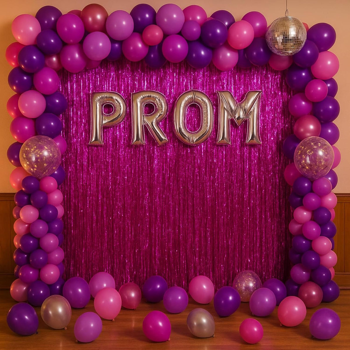4 Pack Pink Foil Fringe Backdrop Curtains, Tinsel Streamers Birthday Party Decorations, Fringe