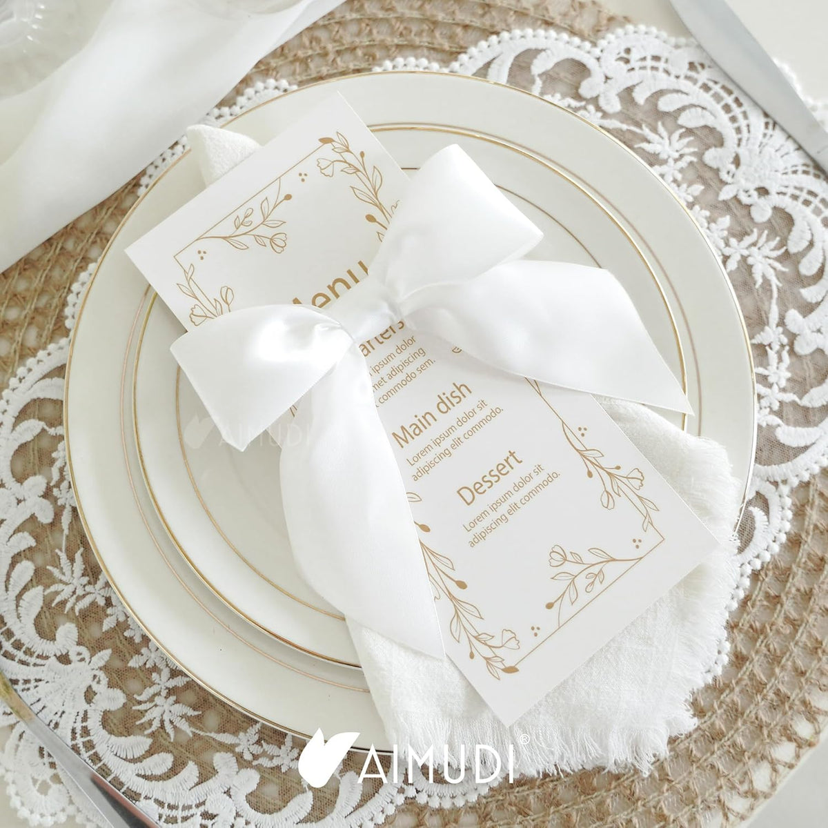 AIMUDI White Satin Bows 5.5" Bows for Gift Wrapping Satin Twist Tie Bows Premade Ribbon Bows for
