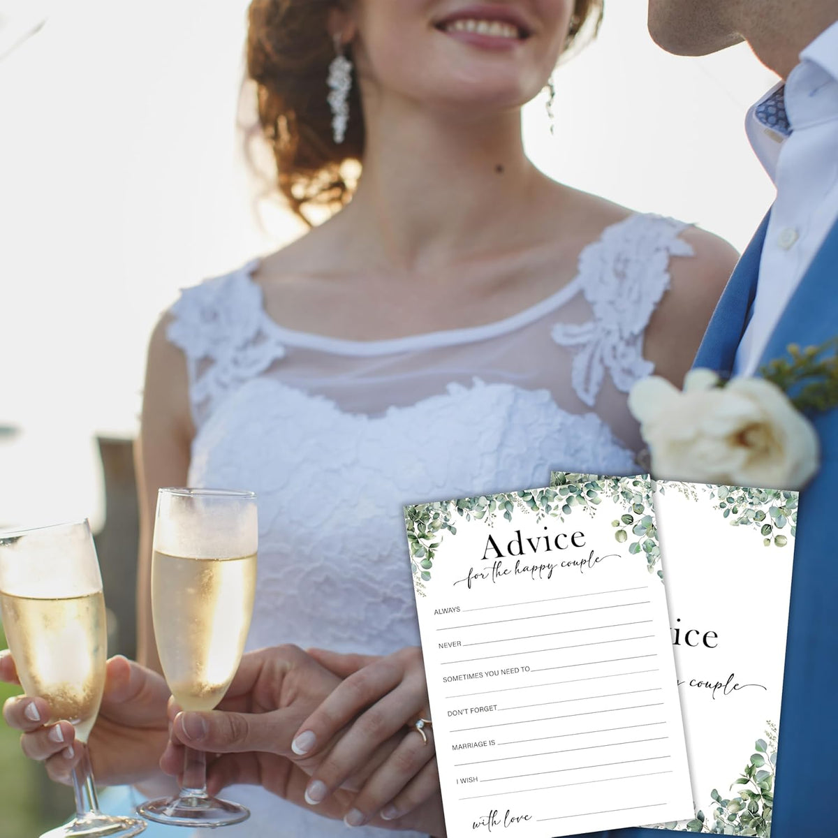 Eucalyptus Bridal Shower Game Cards - Advice for The Happy Couple, Wedding Advice and Wishes for