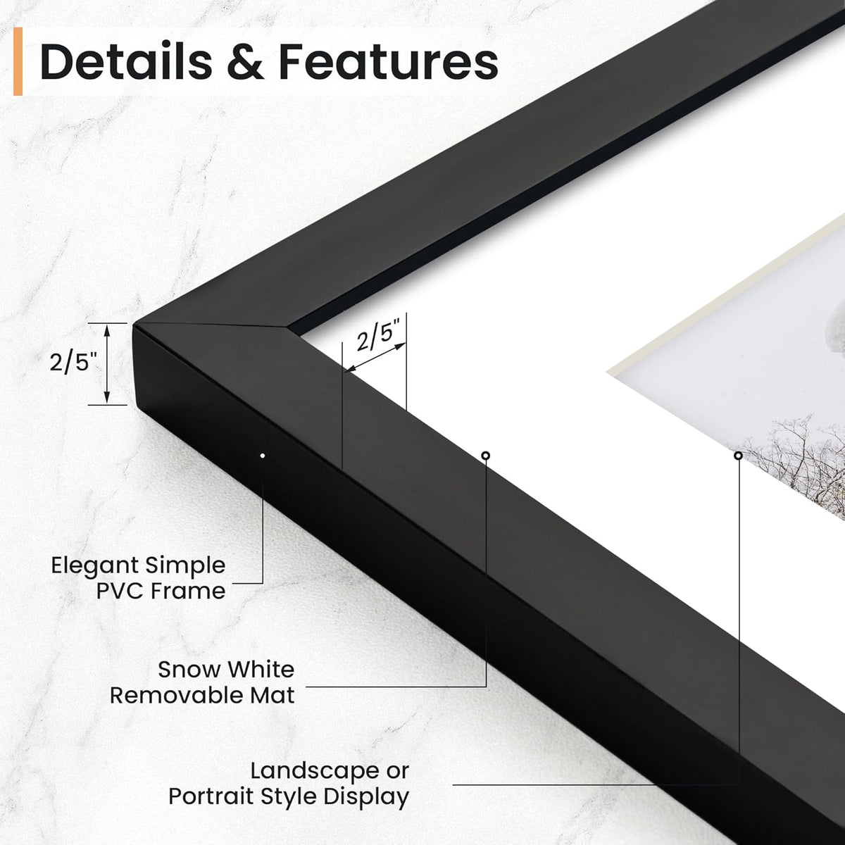 12x16 inch Picture Frame, 12x16 Photo Frames with Removable Mat - High Definition Plexiglass