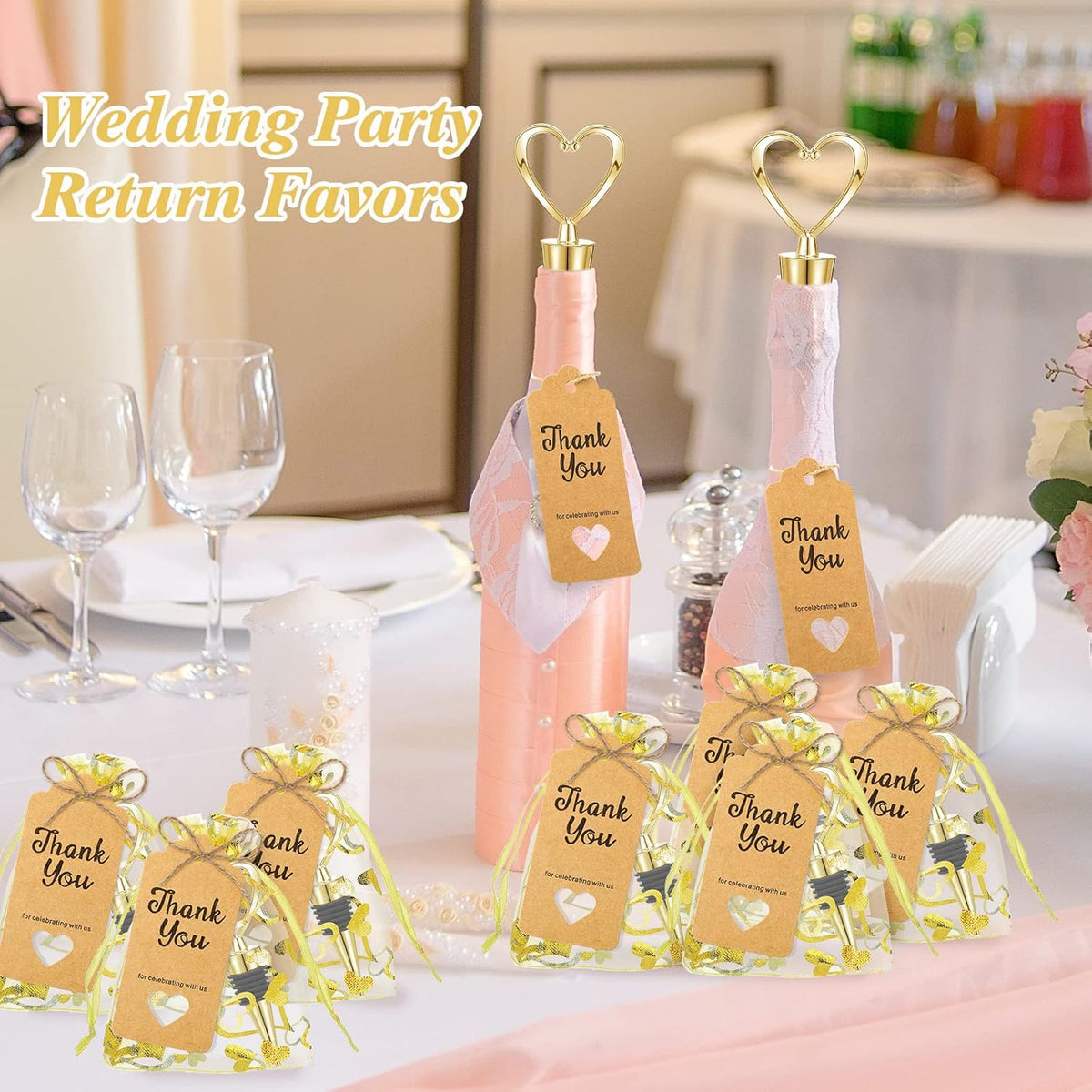 Buryeah 24 Set Wedding Heart Shaped Wine Stopper Party Favors Bulk Beverage Bottle Stopper Wine
