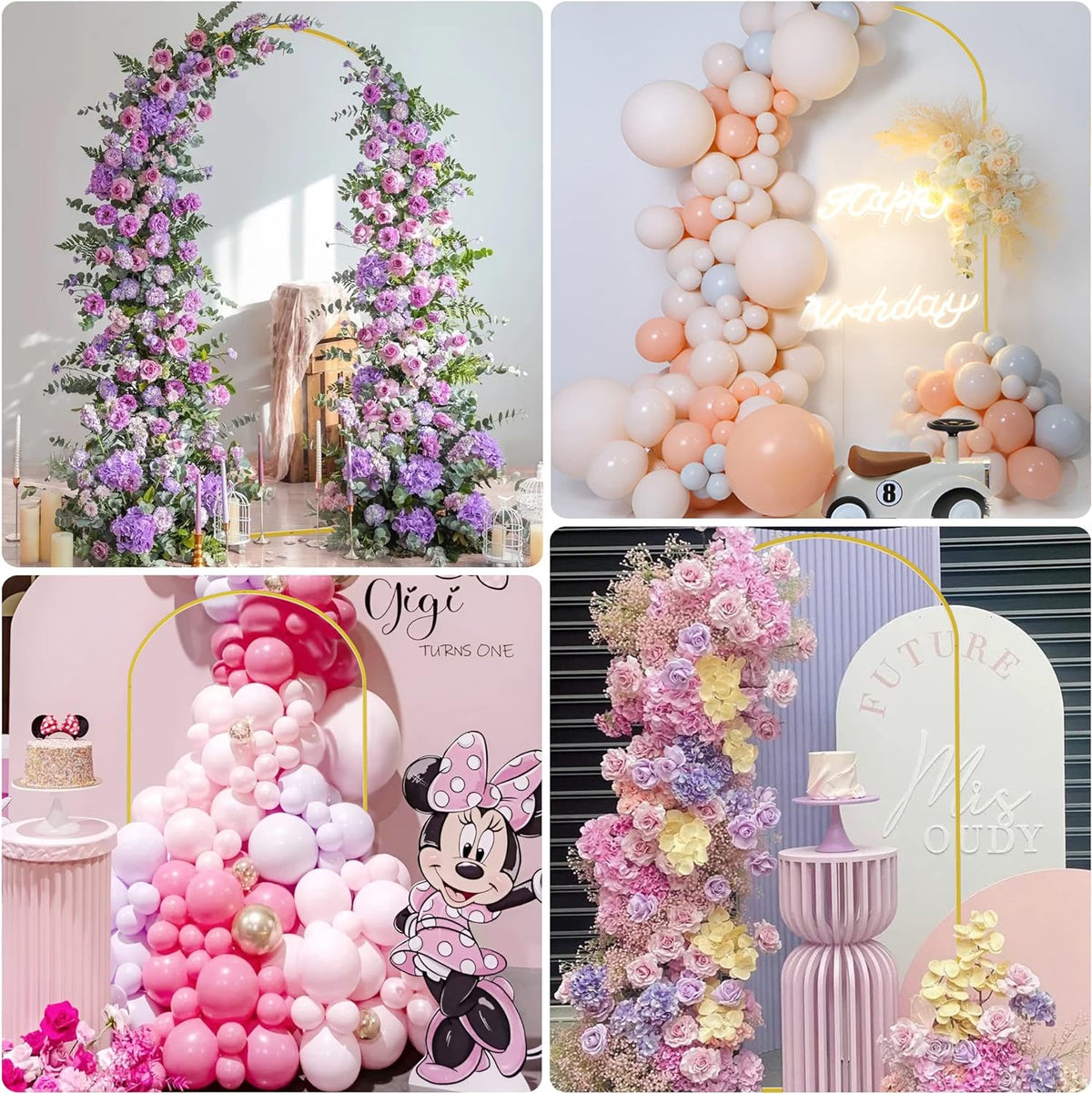 Wokceer 6.6 FT Wedding Arch Backdrop Stand Gold Metal Chiara Backdrop Stand for Wedding Ceremony