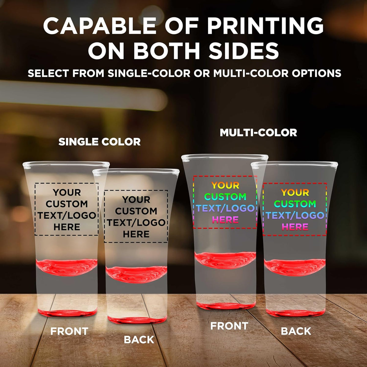 Custom 2 oz. Lord Shooter Etched Shot Glasses, 100 pack, Personalized Text, Logo, 21st Birthday
