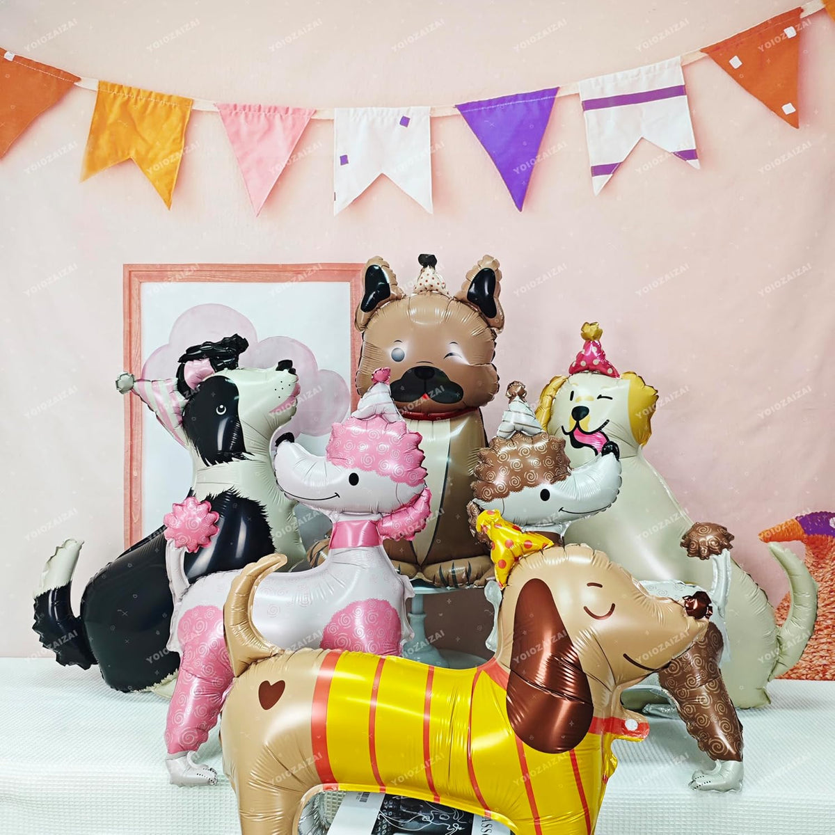 2PCS Self Standing Dog Animal Balloons Cute Pet Puppy Birthday Foil Balloon For Kids Gift Animal