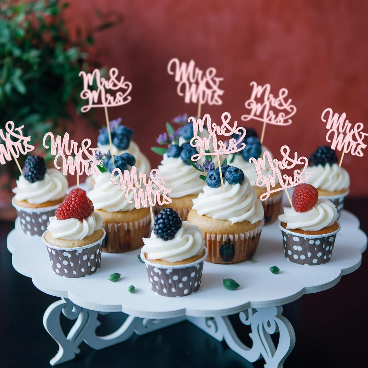 Gyufise 36Pcs Mr & Mrs Cupcake Toppers & Picks Wedding Engagement Cake Decorations for Wedding
