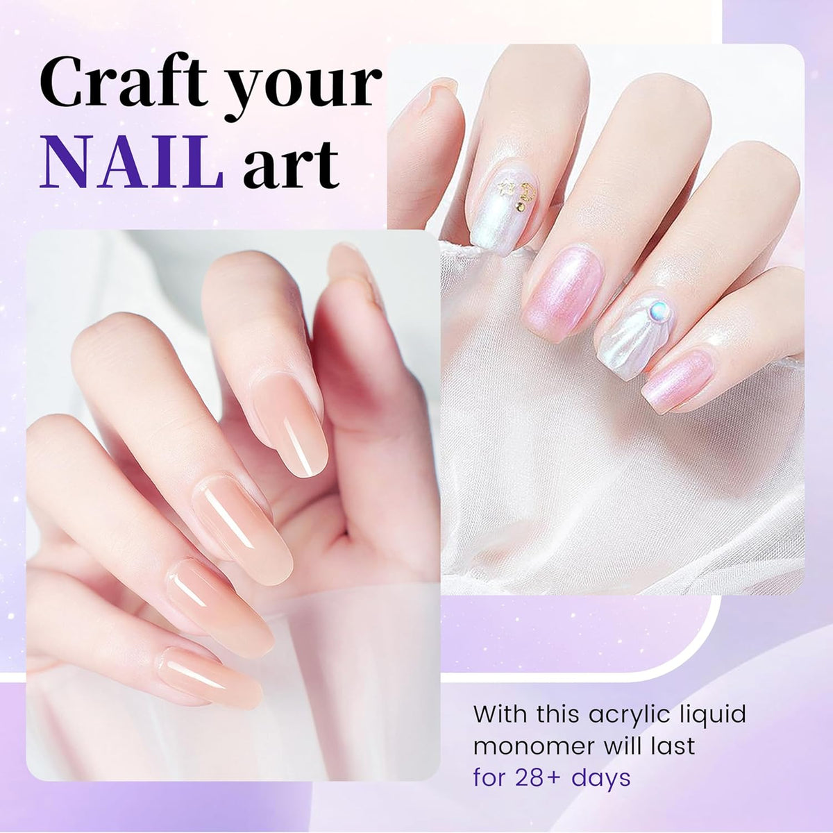 AIJIMEI Acrylic Liquid Monomer for Long Lasting 40ml Acrylic Liquid Professional Nail Art Supplies