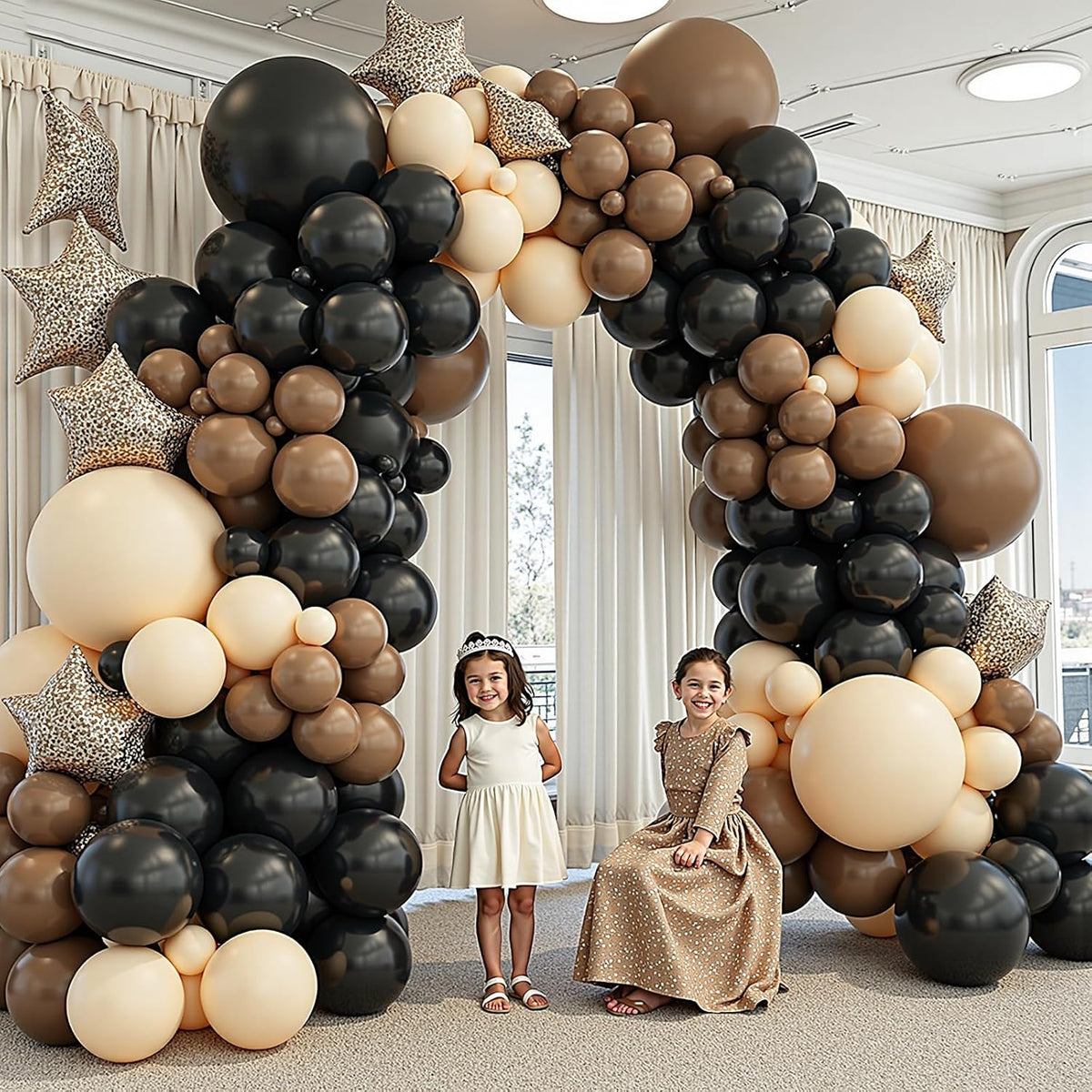 412Pcs Brown Black Nude Balloon Garland Arch Kit, 18 12 10 5 inch Different Size Latex Balloons for