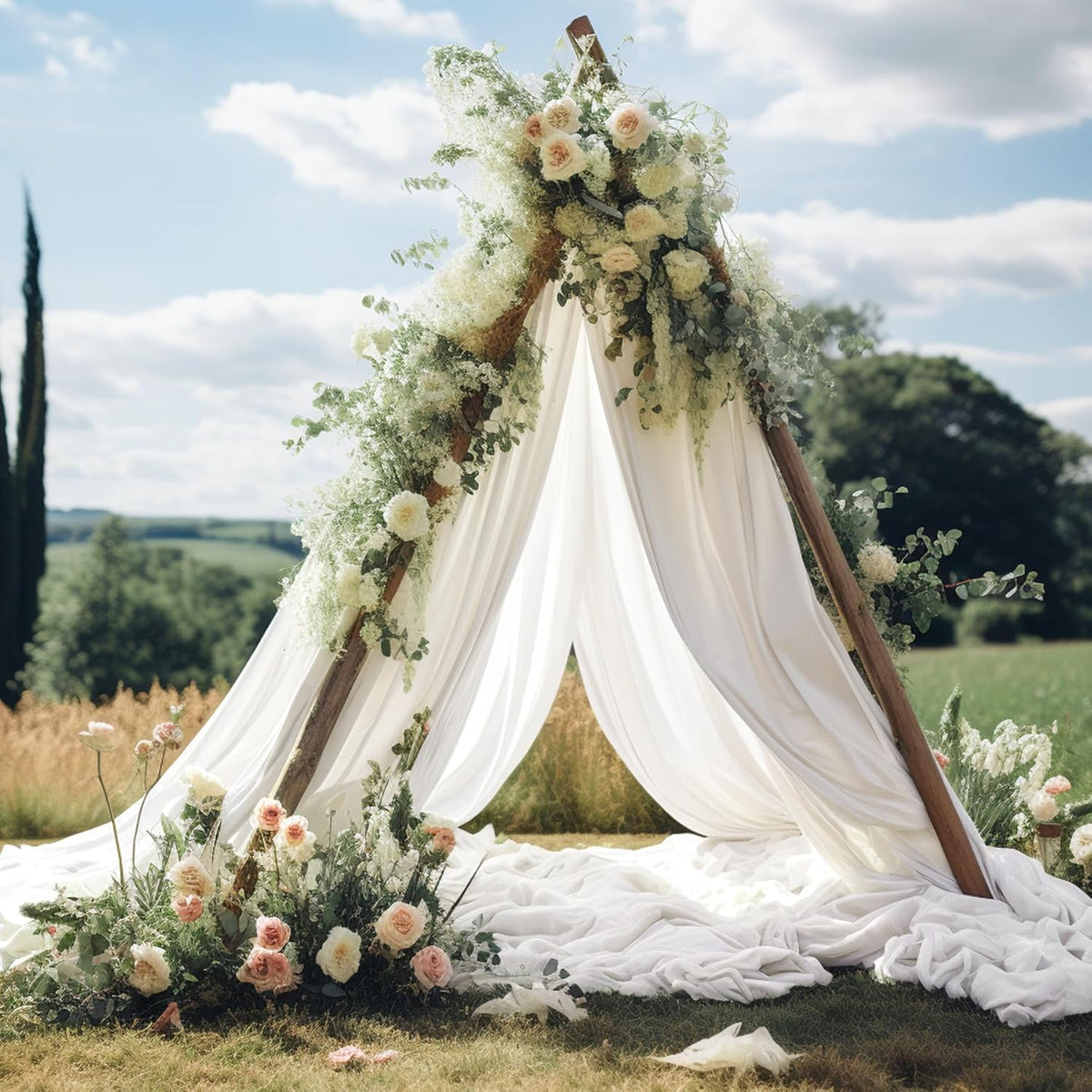 Wedding Arch Draping Fabric 1 Panel 30" X 20FT Sheer Arch Drapes Fabric White Backdrop Curtains for
