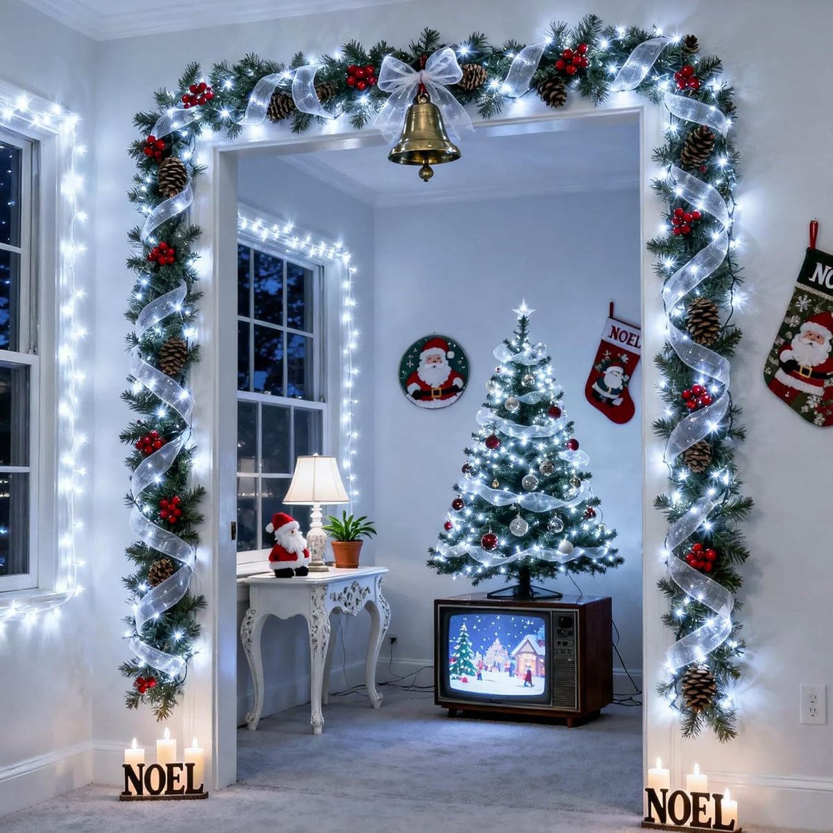 JMEXSUSS 168FT 600 LED White Christmas Lights Outdoor with Remote Indoor Christmas Tree Lights Plug
