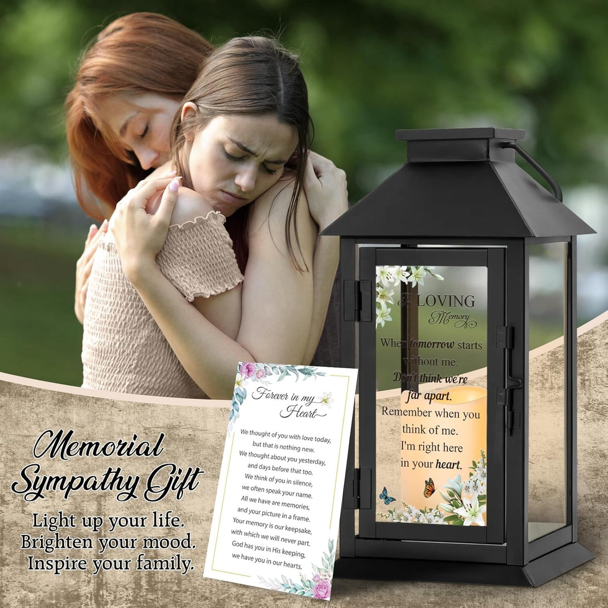 Memorial Lantern Bereavement Gifts in Memory of Loved One - Remembrance Sympathy Gifts for Loss of