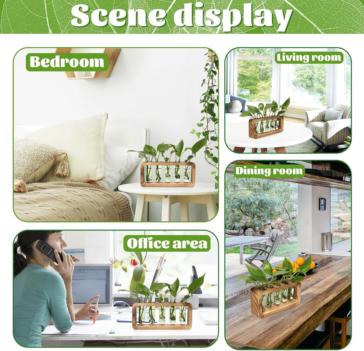 Glass Plant Propagation Station with 5 Test Tubes Colorful Planter Vase Birthday Gifts for Women in