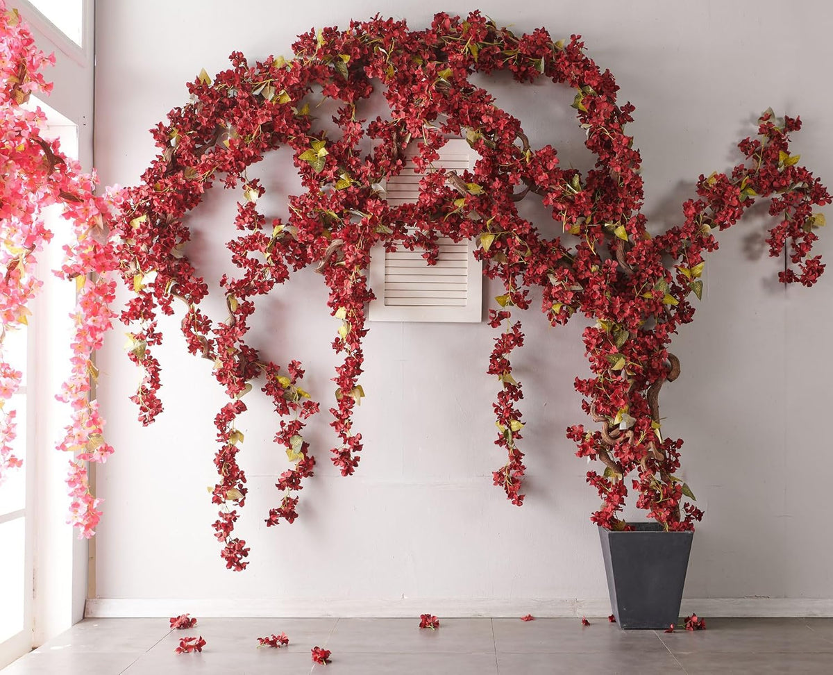 Flower Garland, Artificial Hydrangea Vine Flowers, Hanging Fake Hydrangeas Vine for Room