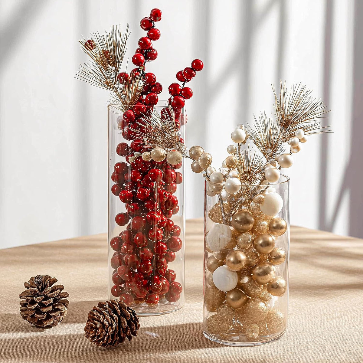 12pcs Clear Cylinder Vases for Centerpieces, Glass Flower Vases for Wedding Decorations and Home