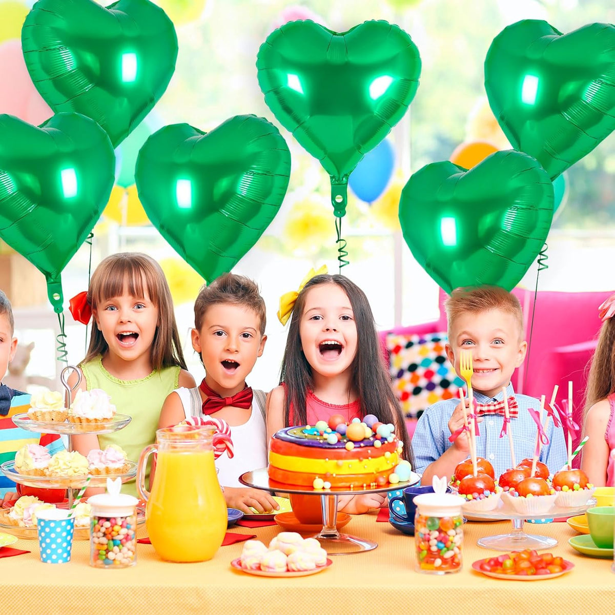 24 Pcs Green Heart Balloons,18 inch Heart Shape Foil Balloons Love Balloons Valentine Balloons for