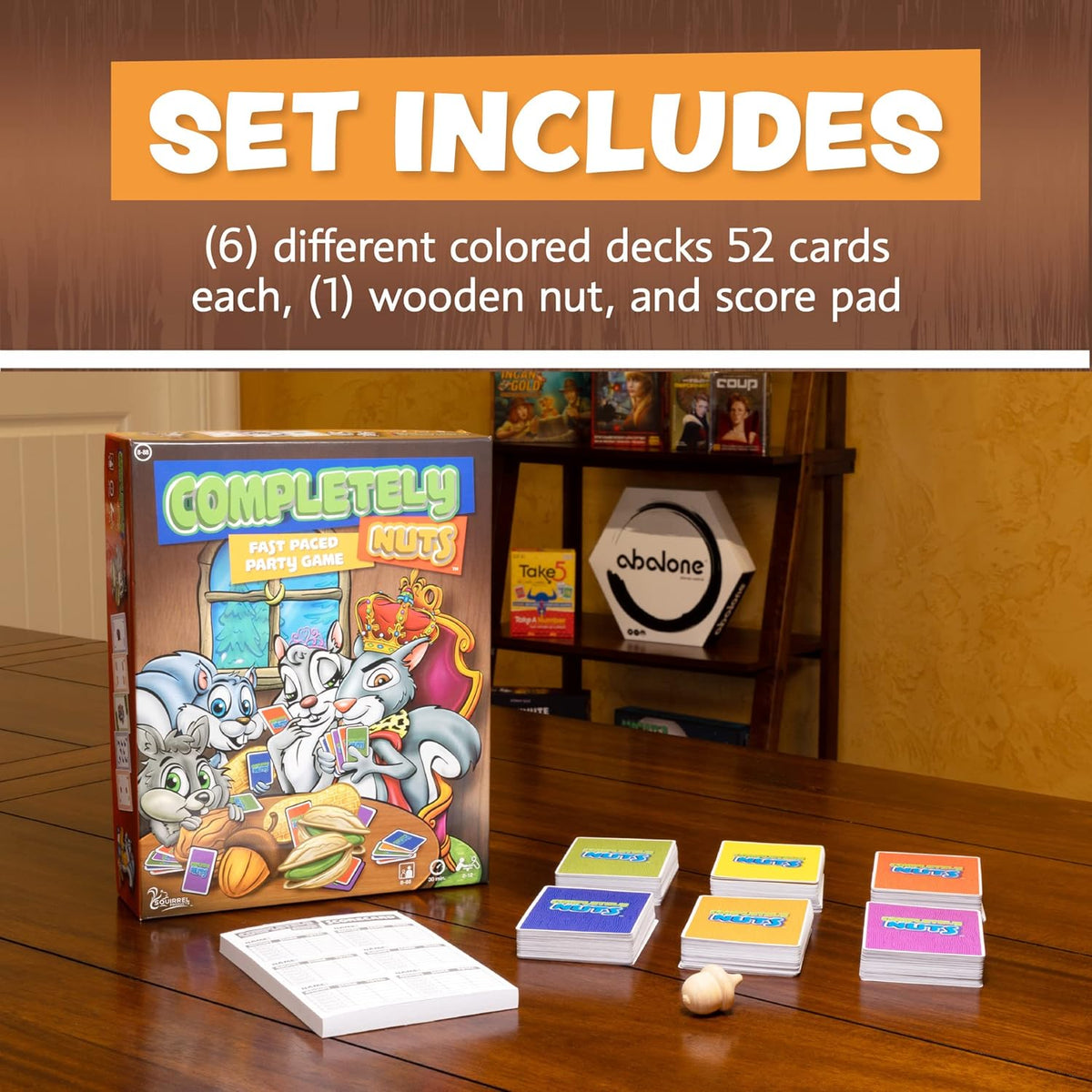Squirrel Products Completely Nuts Fast Paced Party Game, Card Game for 2-12 Players Ages 8 and Up