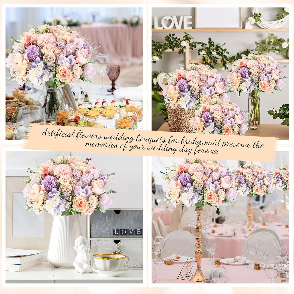 Tigeen Artificial Flowers Artificial Peonies Silk Flowers Faux Peony Fake Peony Silk Hydrangea