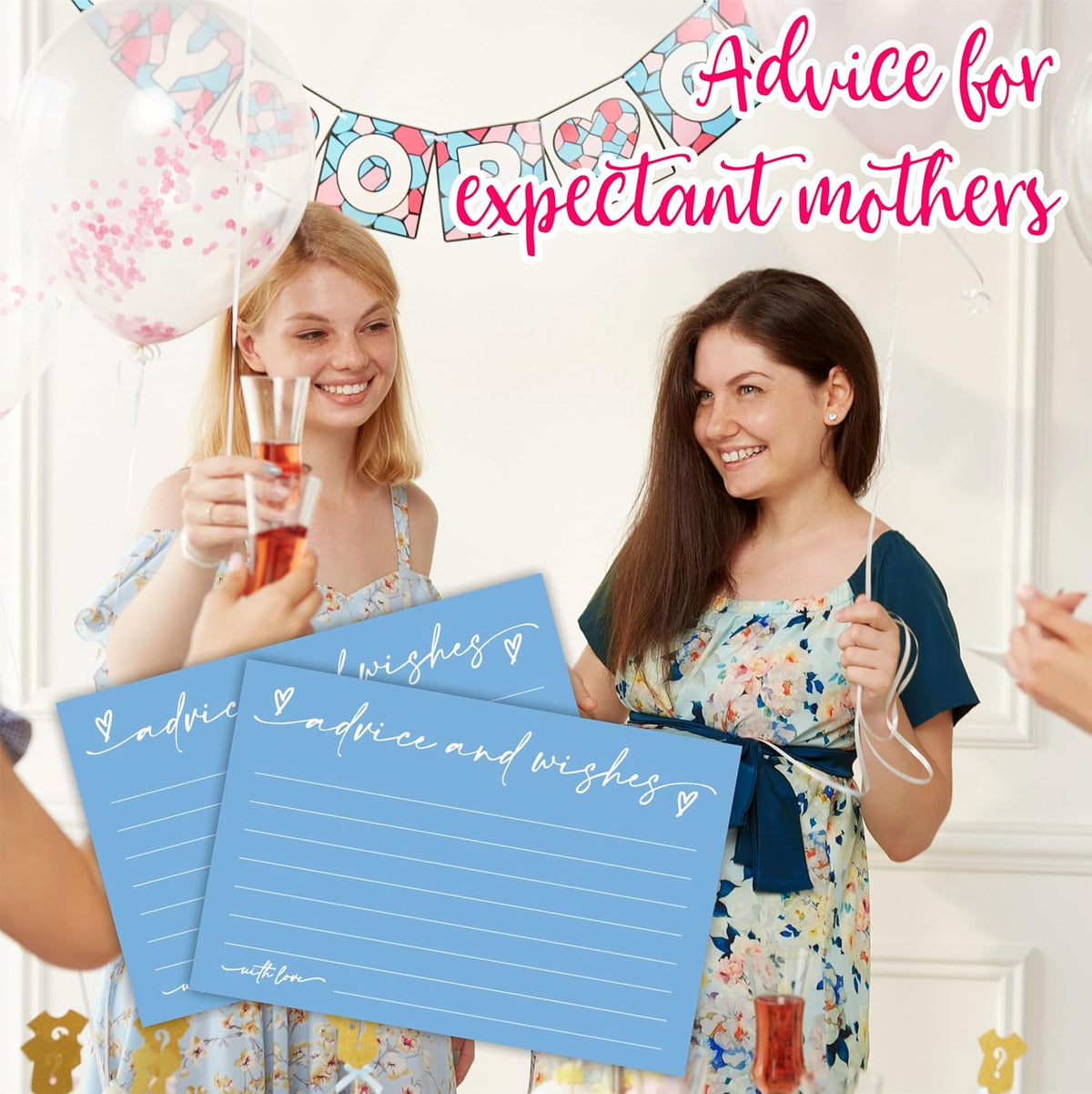 30 Advice & Wishes Cards - Sky Blue - Double Sided Fill-In Advice Cards For Bridal, Wedding