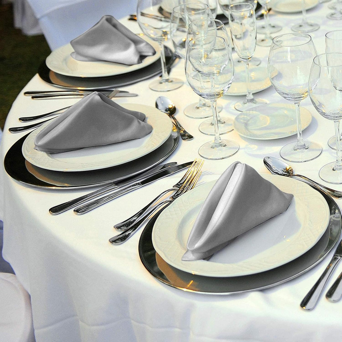ANECO 12 Pieces Satin Napkins Soft Dinner Napkins Square Table Napkins 17 x 17 Inches for