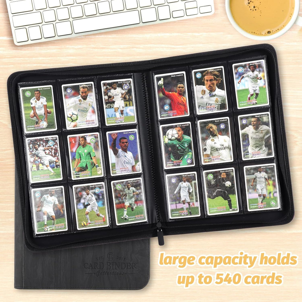Trading Card Binder, Card Collection Binder Album Folder with 540 Side Loading Pockets, 9 Pocket