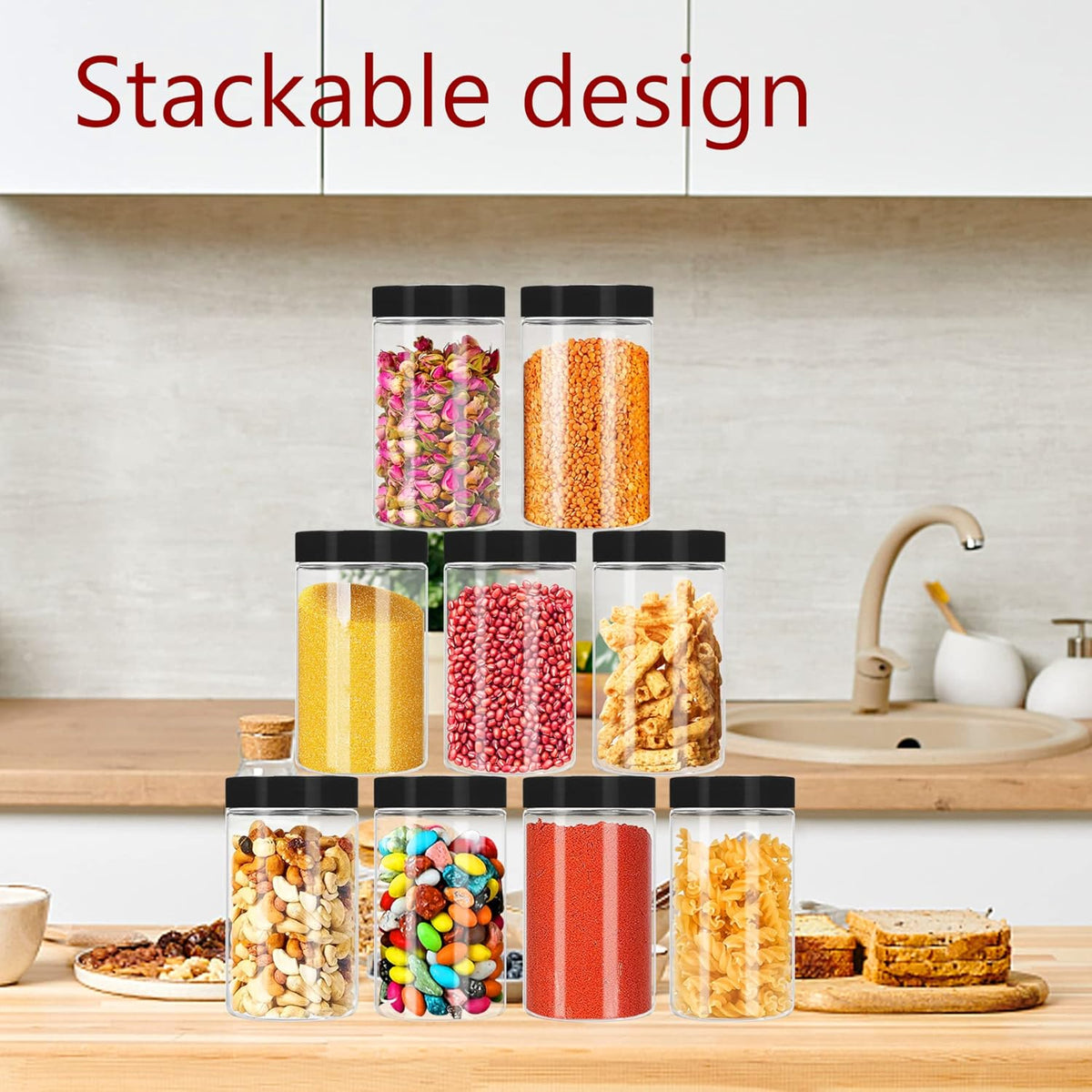 Plastic Jars with Lids 20Pcs 14 oz Clear Plastic Slime Storage Jars Containers with Airtight Leak