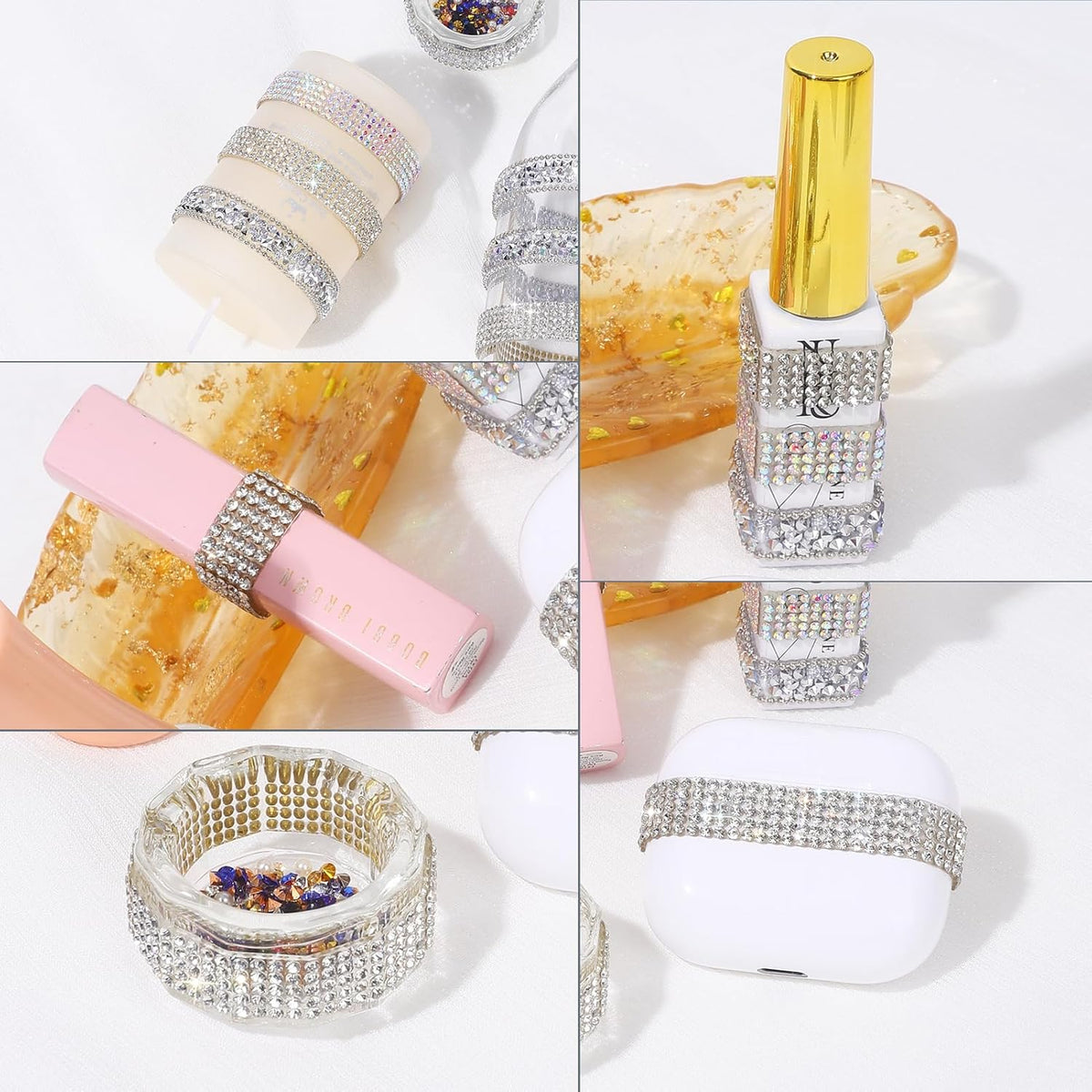 Rhinestone Ribbon 3 Yards Self Adhesive Rhinestone Strips Diamond Ribbon Sticker Crystal Roll