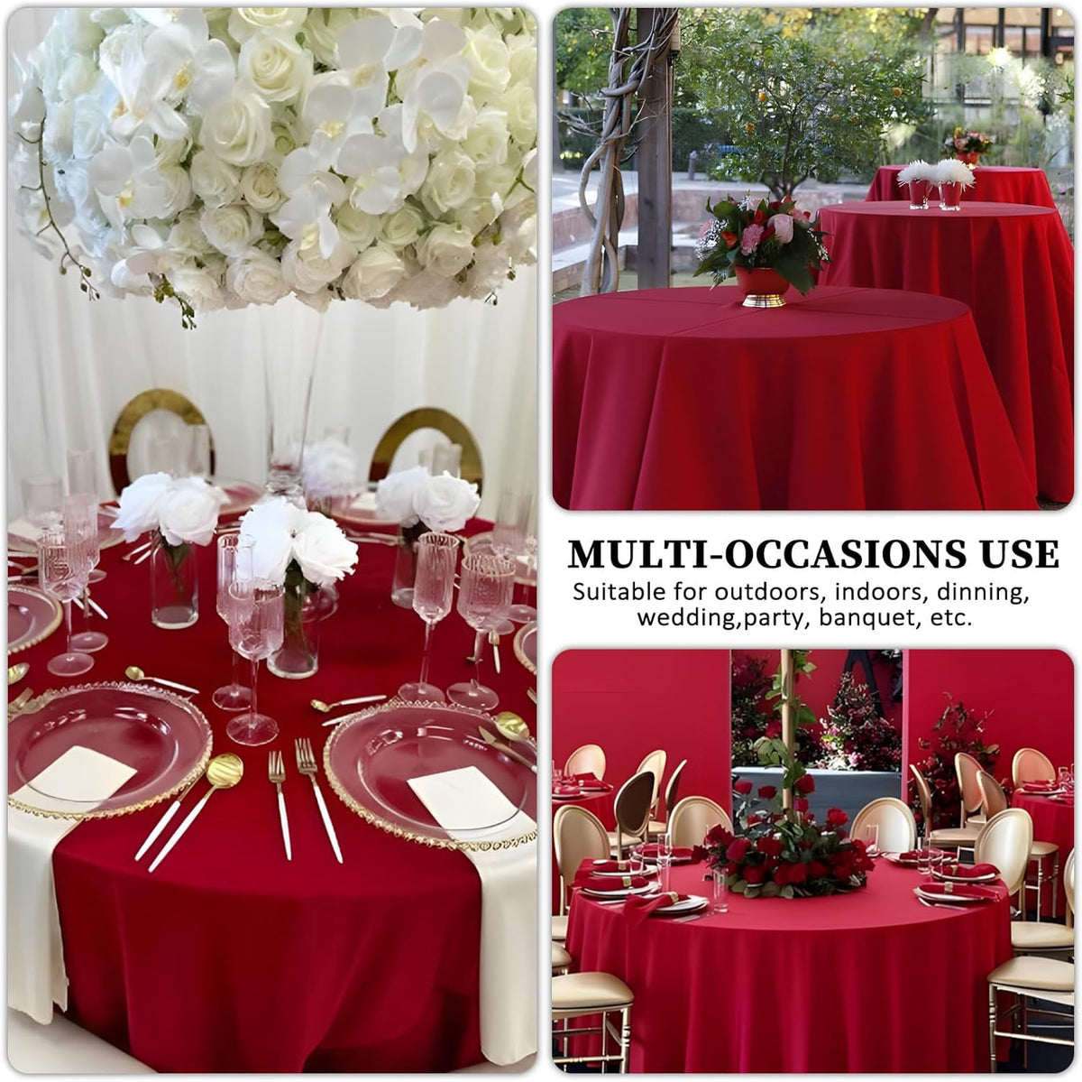 8 Pack Red Round Tablecloth 90 Inch Red Table Cloth Stain and Wrinkle Resistant Reusable and