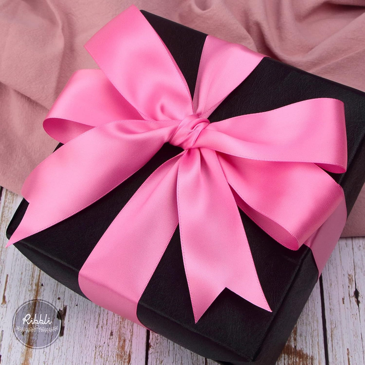 Ribbli Hot Pink Double Faced Satin Ribbon,1-1/2” x Continuous 25 Yards,Use for Bows Bouquet,Gift