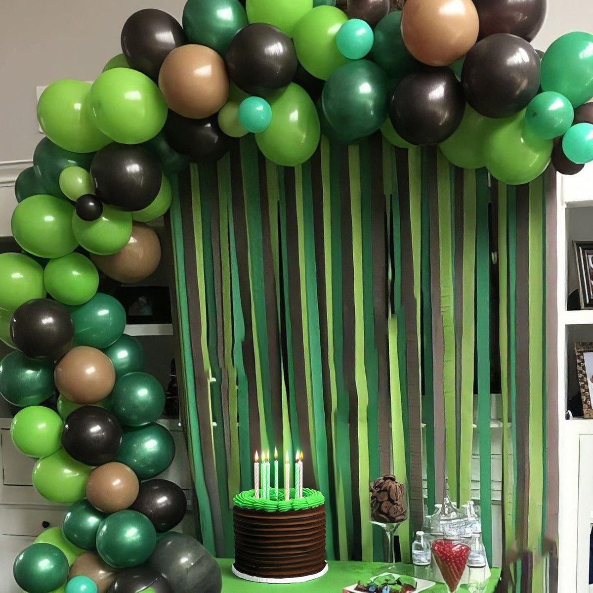 Green and Brown Balloons, Dark Emerald Green Balloon Camouflage Green Black Brown Balloons